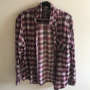 Boyfriend Fit, Burgundy Flannel American Eagle